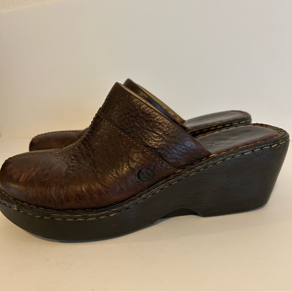Born brown genuine leather slip on clogs mules S 8 EU 39 cottage core comfy Y2K - Picture 2 of 10